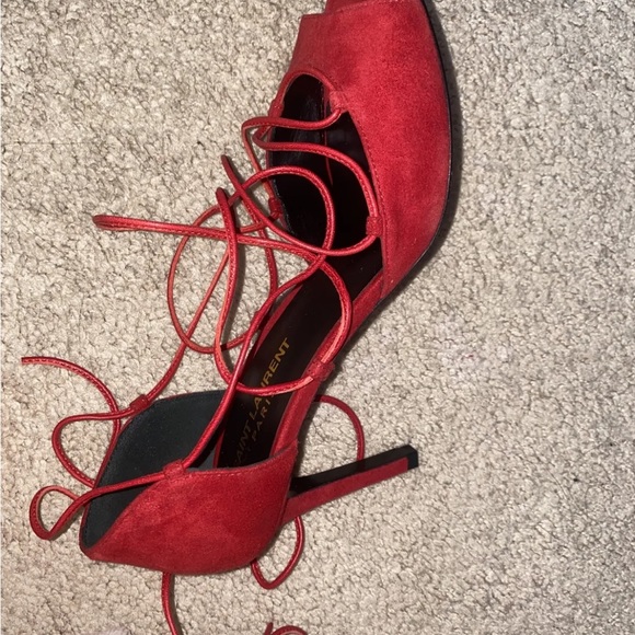 Saint Laurent sandals high heels red suede size 36 - Picture 5 of 10